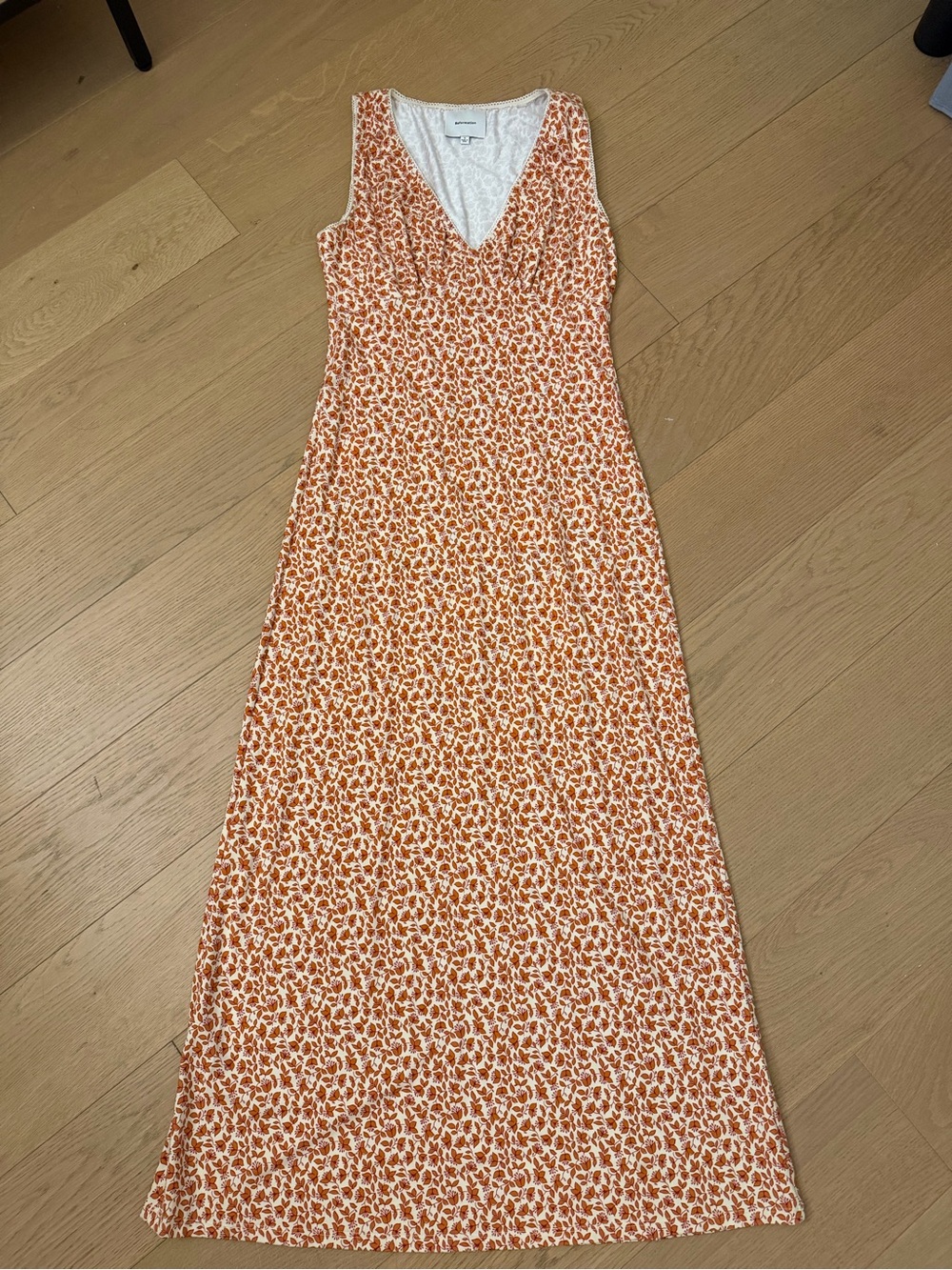 Reformation Sleeveless V-Neck Orange Floral Maxi Dress